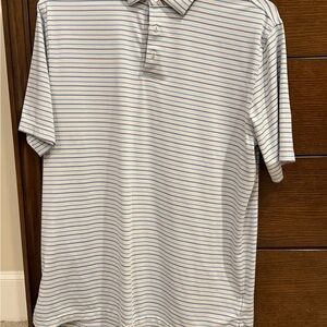 Peter Millar Gray Polo Shirt with Purple and Blue Stripes